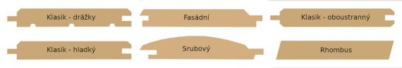 Schéma profilů obkladových palubek